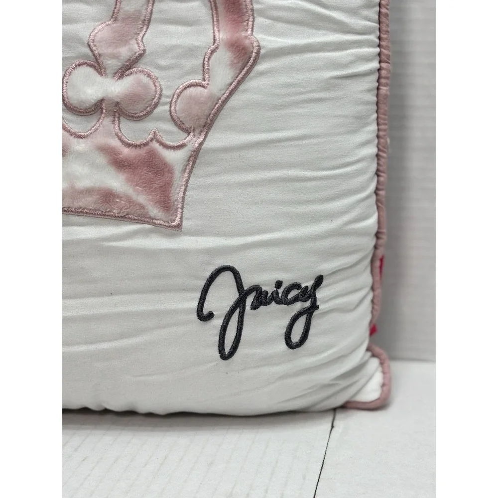 Juicy Couture Crown Throw Pillow Pink White‎ Decorative Cushion 15x15
